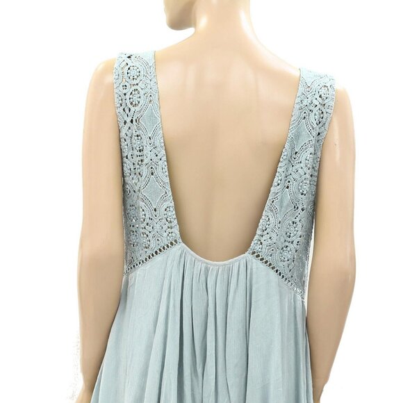 Free People Free-est Freya Mini Dress Floral Crochet Lace Ruffle Blue S 260838 - Picture 5 of 6